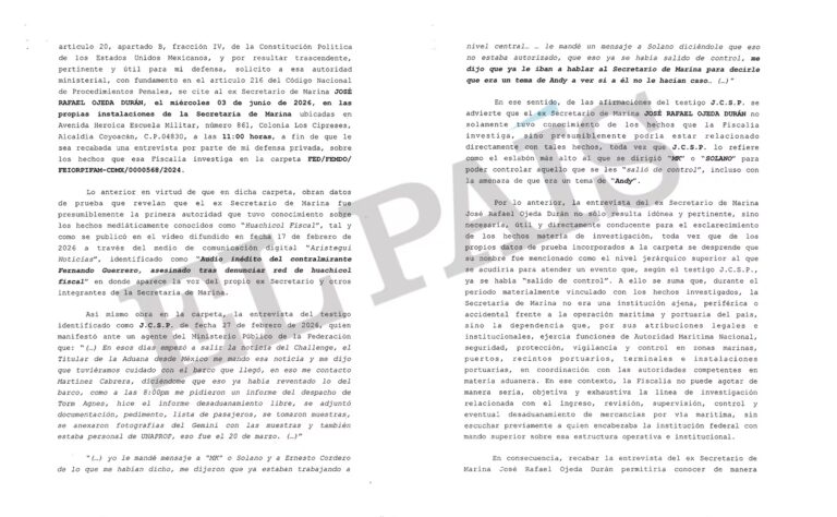 Nuevas pruebas en la investigación de la fiscal de huachicol confirman que Internet le pidió a Ojeda Durán la ayuda de una embarcación de contrabando.